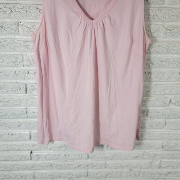 Woman Within Womens Top 1X 22 24 Plus Tank Pink Cotton Lightweight Casual PIN45E - Picture 4 of 8